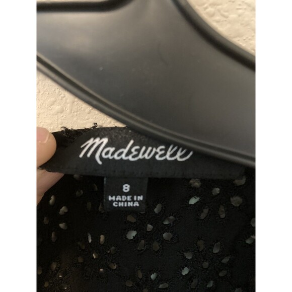 Madewell Waterlily Ruffle Eyelet Dress Black Size 8 - Picture 4 of 11
